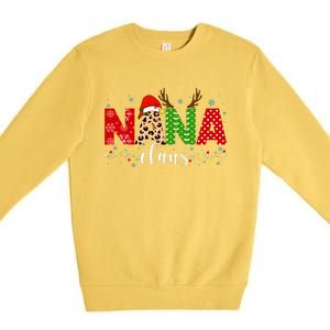 Nana Claus Leopard Print Christmas For Mother Women Premium Crewneck Sweatshirt