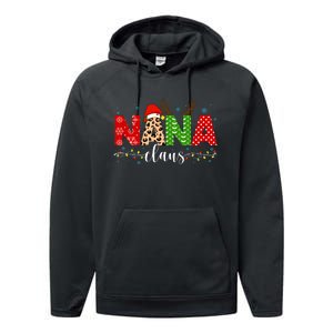 Nana Claus Leopard Print Christmas For Mother Women Performance Fleece Hoodie