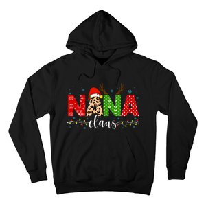 Nana Claus Leopard Print Christmas For Mother Women Hoodie