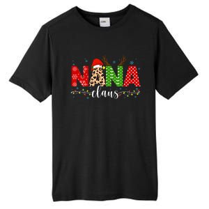 Nana Claus Leopard Print Christmas For Mother Women Tall Fusion ChromaSoft Performance T-Shirt