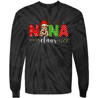 Nana Claus Leopard Print Christmas For Mother Women Tie-Dye Long Sleeve Shirt