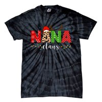 Nana Claus Leopard Print Christmas For Mother Women Tie-Dye T-Shirt