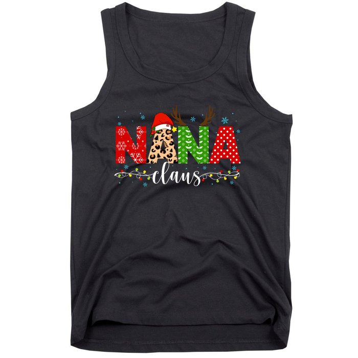 Nana Claus Leopard Print Christmas For Mother Women Tank Top