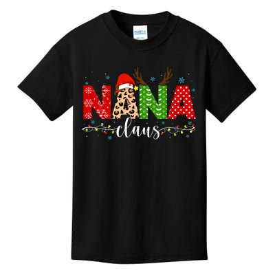 Nana Claus Leopard Print Christmas For Mother Women Kids T-Shirt