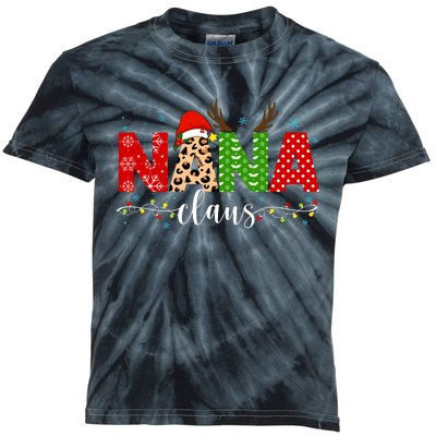 Nana Claus Leopard Print Christmas For Mother Women Kids Tie-Dye T-Shirt