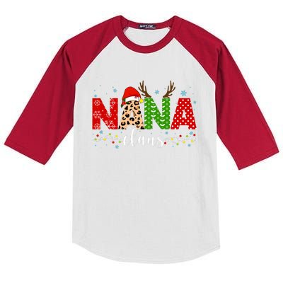 Nana Claus Leopard Print Christmas For Mother Women Kids Colorblock Raglan Jersey