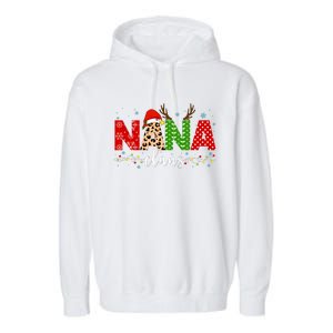 Nana Claus Leopard Print Christmas For Mother Women Garment-Dyed Fleece Hoodie