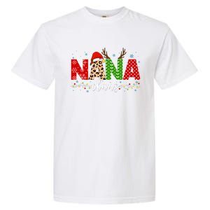 Nana Claus Leopard Print Christmas For Mother Women Garment-Dyed Heavyweight T-Shirt