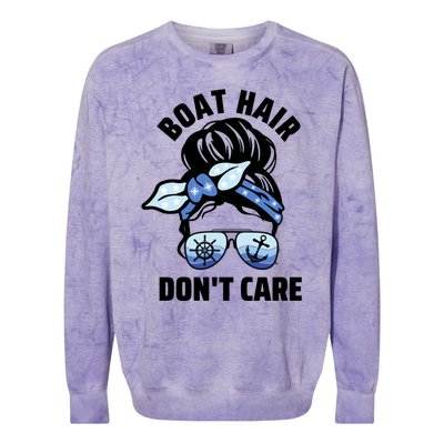 Nautical Captain Mom Boating Boat Hair Don't Care Funny Gift Colorblast Crewneck Sweatshirt