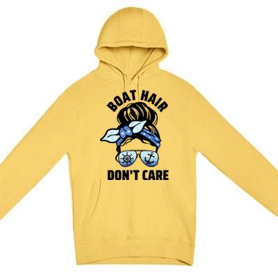 Nautical Captain Mom Boating Boat Hair Don't Care Funny Gift Premium Pullover Hoodie