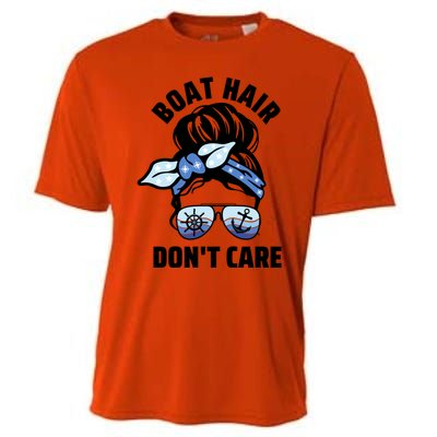 Nautical Captain Mom Boating Boat Hair Don't Care Funny Gift Cooling Performance Crew T-Shirt