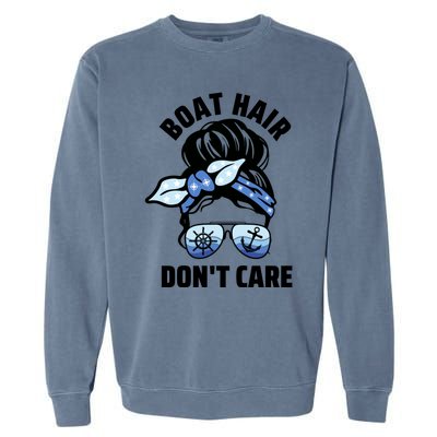 Nautical Captain Mom Boating Boat Hair Don't Care Funny Gift Garment-Dyed Sweatshirt