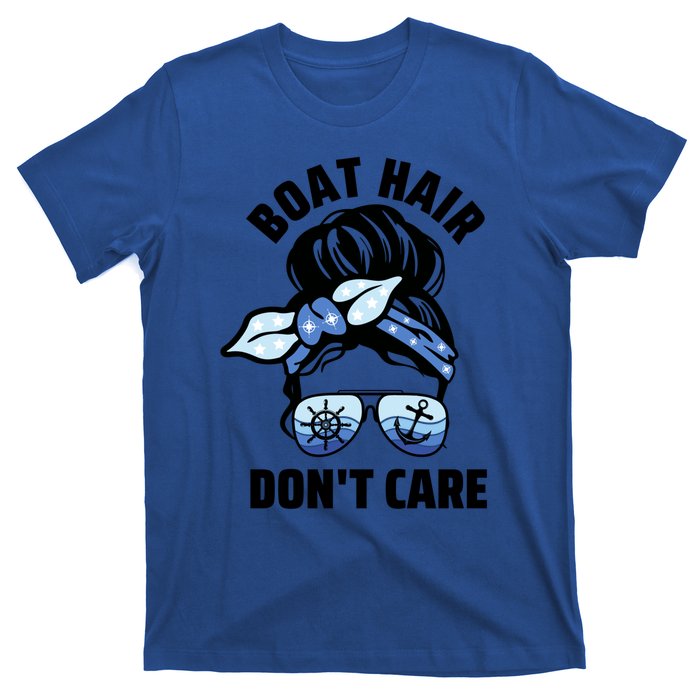 Nautical Captain Mom Boating Boat Hair Don't Care Funny Gift T-Shirt