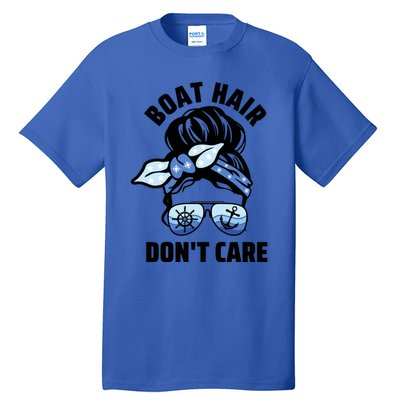 Nautical Captain Mom Boating Boat Hair Don't Care Funny Gift Tall T-Shirt