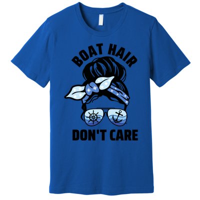 Nautical Captain Mom Boating Boat Hair Don't Care Funny Gift Premium T-Shirt