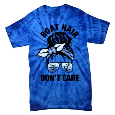 Nautical Captain Mom Boating Boat Hair Don't Care Funny Gift Tie-Dye T-Shirt