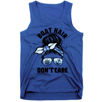 Nautical Captain Mom Boating Boat Hair Don't Care Funny Gift Tank Top