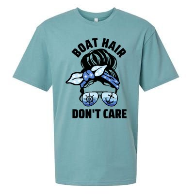 Nautical Captain Mom Boating Boat Hair Don't Care Funny Gift Sueded Cloud Jersey T-Shirt