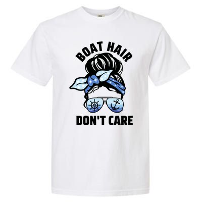 Nautical Captain Mom Boating Boat Hair Don't Care Funny Gift Garment-Dyed Heavyweight T-Shirt