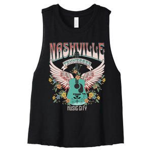 Nashville Country Music City Trip Retro Nash Bash Bach Women's Racerback Cropped Tank