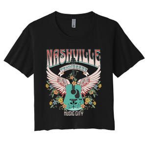 Nashville Country Music City Trip Retro Nash Bash Bach Women's Crop Top Tee