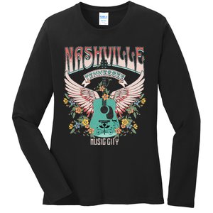 Nashville Country Music City Trip Retro Nash Bash Bach Ladies Long Sleeve Shirt