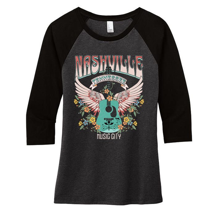 Nashville Country Music City Trip Retro Nash Bash Bach Women's Tri-Blend 3/4-Sleeve Raglan Shirt