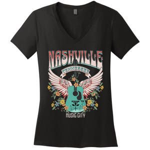 Nashville Country Music City Trip Retro Nash Bash Bach Women's V-Neck T-Shirt