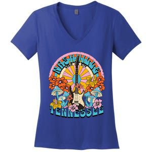 Nashville Country Music City Girl Trip Retro Nash Bash Bach Women's V-Neck T-Shirt