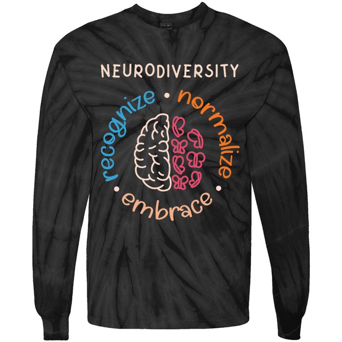 Neurodiversity Celebrate Mental Health ADHD Autism Awareness Tie-Dye Long Sleeve Shirt