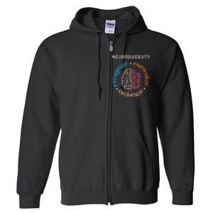 Neurodiversity Celebrate Mental Health ADHD Autism Awareness Full Zip Hoodie