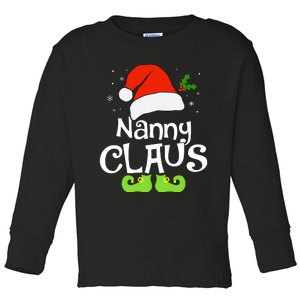 Nanny Claus Matching Family Christmas 2022 Costume Santa Toddler Long Sleeve Shirt