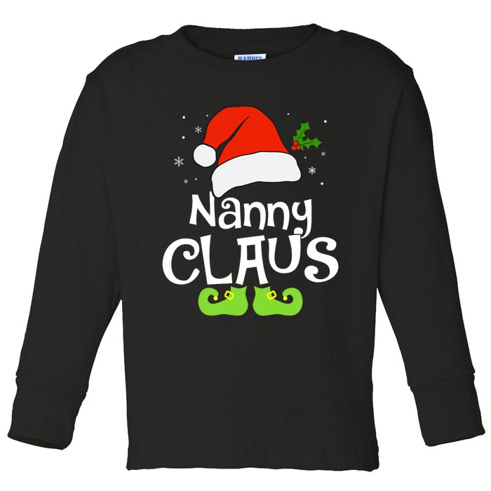 Nanny Claus Matching Family Christmas 2022 Costume Santa Toddler Long Sleeve Shirt