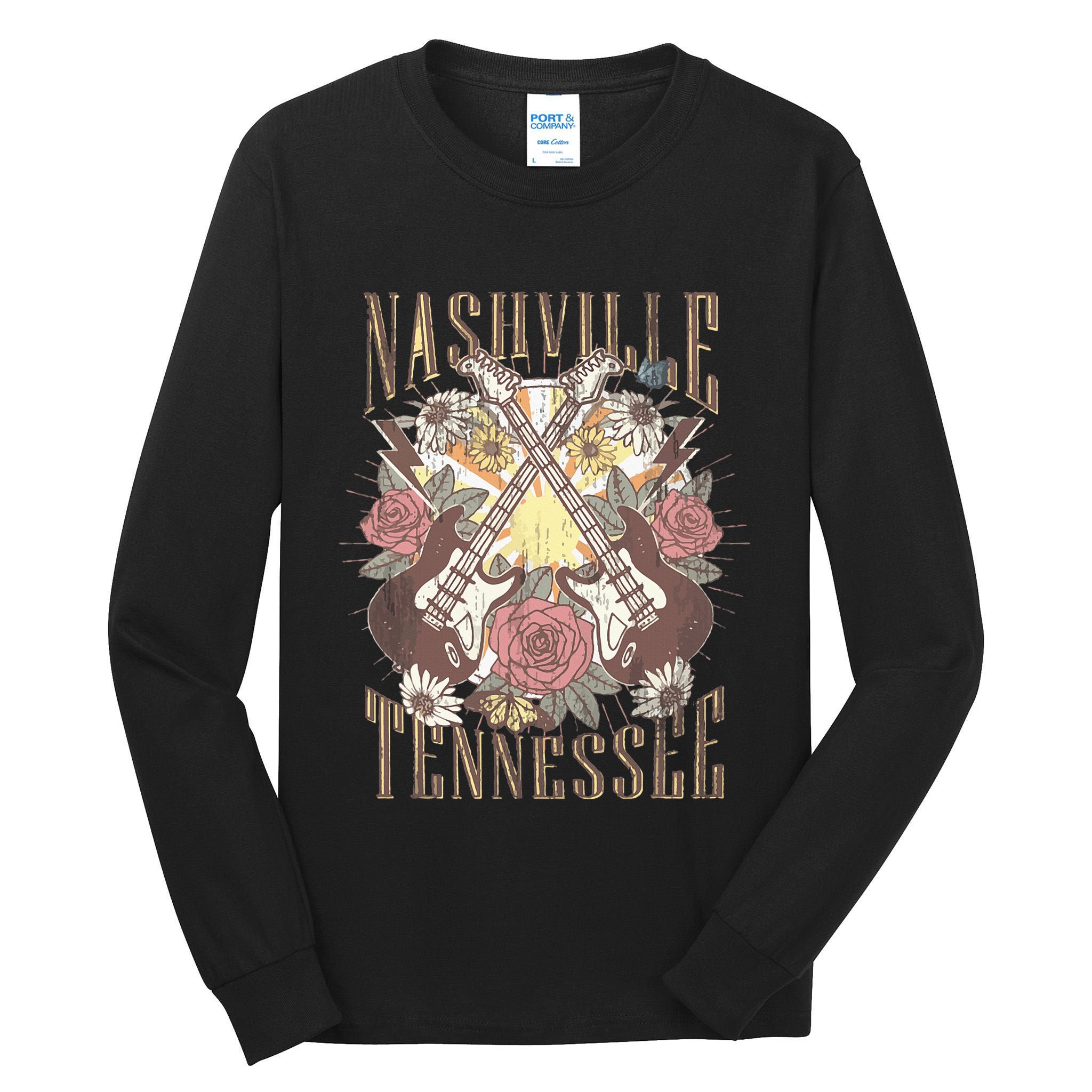 Nashville Country Music City Retro Nash Bash Bach Tall Long Sleeve T-Shirt