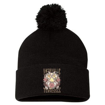 Nashville Country Music City Retro Nash Bash Bach Pom Pom 12in Knit Beanie