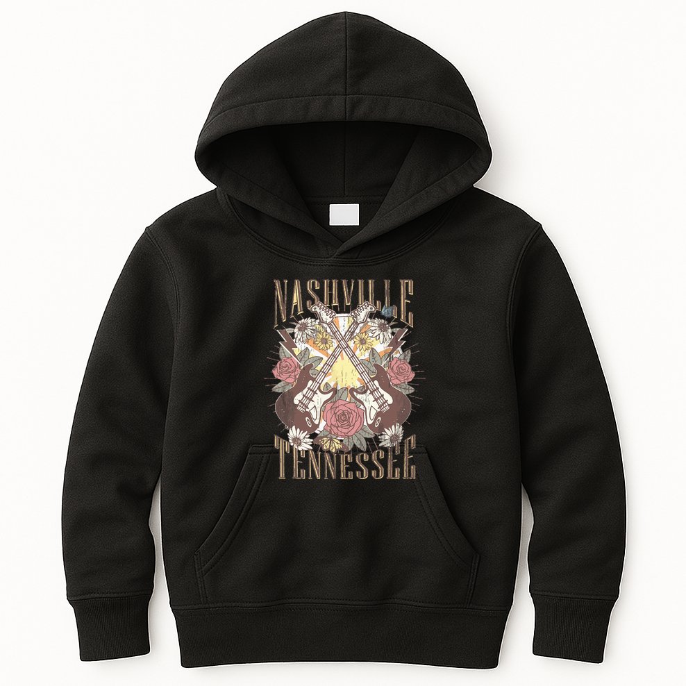 Nashville Country Music City Retro Nash Bash Bach Kids Hoodie