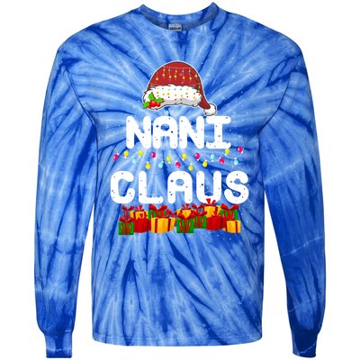 Nani Claus Matching Christmas Grandma Xmas Santa Cool Gift Tie-Dye Long Sleeve Shirt