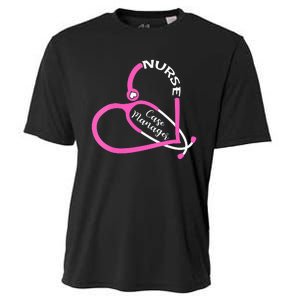 Nurse Case Manager Leopard Stethoscope Heart Nursing Cooling Performance Crew T-Shirt