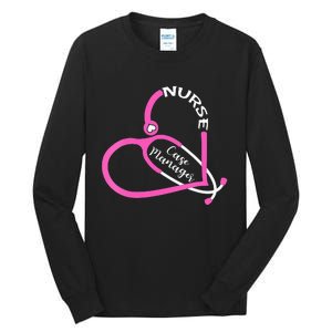 Nurse Case Manager Leopard Stethoscope Heart Nursing Tall Long Sleeve T-Shirt