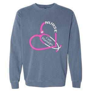 Nurse Case Manager Leopard Stethoscope Heart Nursing Garment-Dyed Sweatshirt