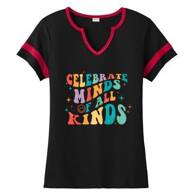 Neurodivergent Celebrate Minds Of All Kinds Autism Ladies Halftime Notch Neck Tee