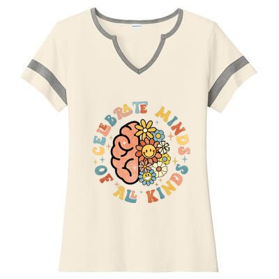 Neurodivergent Celebrate Minds Of All Kinds Autism Ladies Halftime Notch Neck Tee