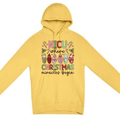 Nicu Christmas Miracles Nicu Nurse Xmas Party Nicu Nursing Gift Premium Pullover Hoodie