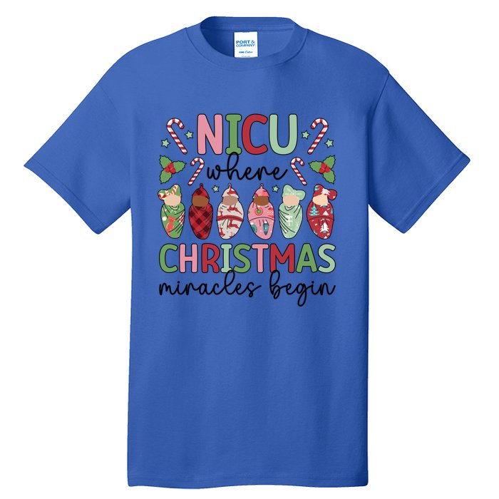 Nicu Christmas Miracles Nicu Nurse Xmas Party Nicu Nursing Gift Tall T-Shirt