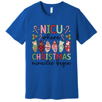 Nicu Christmas Miracles Nicu Nurse Xmas Party Nicu Nursing Gift Premium T-Shirt