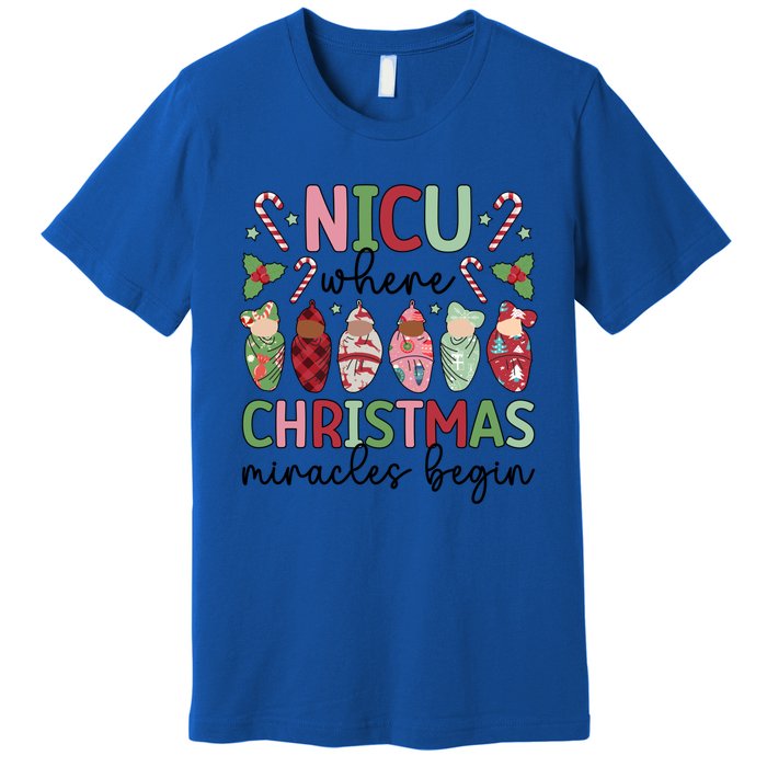 Nicu Christmas Miracles Nicu Nurse Xmas Party Nicu Nursing Gift Premium T-Shirt