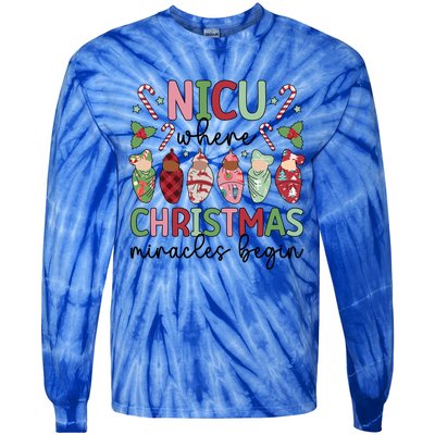 Nicu Christmas Miracles Nicu Nurse Xmas Party Nicu Nursing Gift Tie-Dye Long Sleeve Shirt