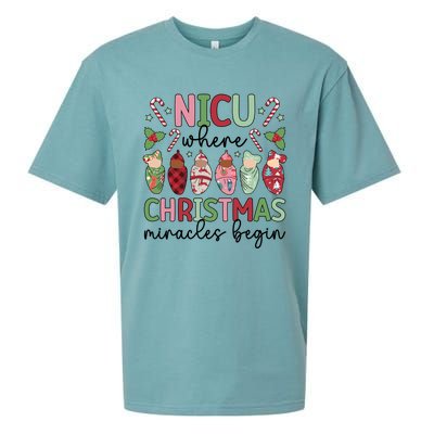 Nicu Christmas Miracles Nicu Nurse Xmas Party Nicu Nursing Gift Sueded Cloud Jersey T-Shirt