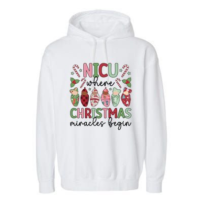 Nicu Christmas Miracles Nicu Nurse Xmas Party Nicu Nursing Gift Garment-Dyed Fleece Hoodie