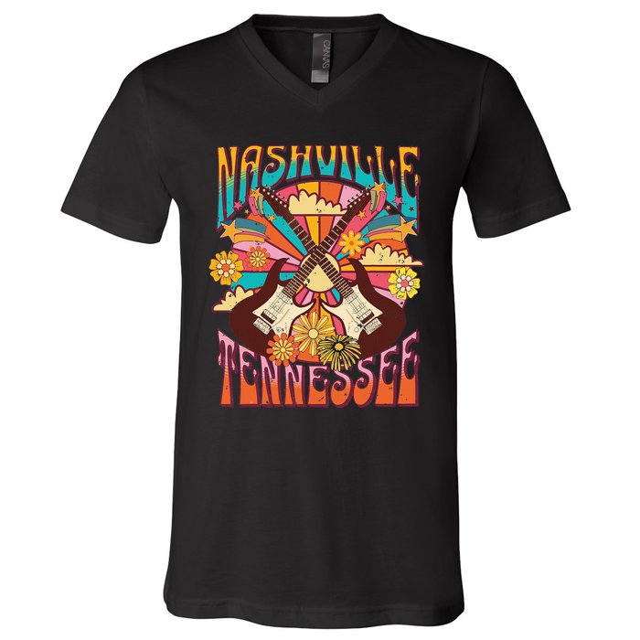 Nashville Country Music City Trip Retro Nash Bash Bach V-Neck T-Shirt